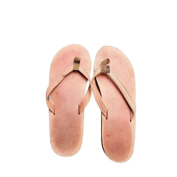 Rainbow Leather Thong Pink Flip Flops Size 5 1/2 EUC - Picture 1 of 8